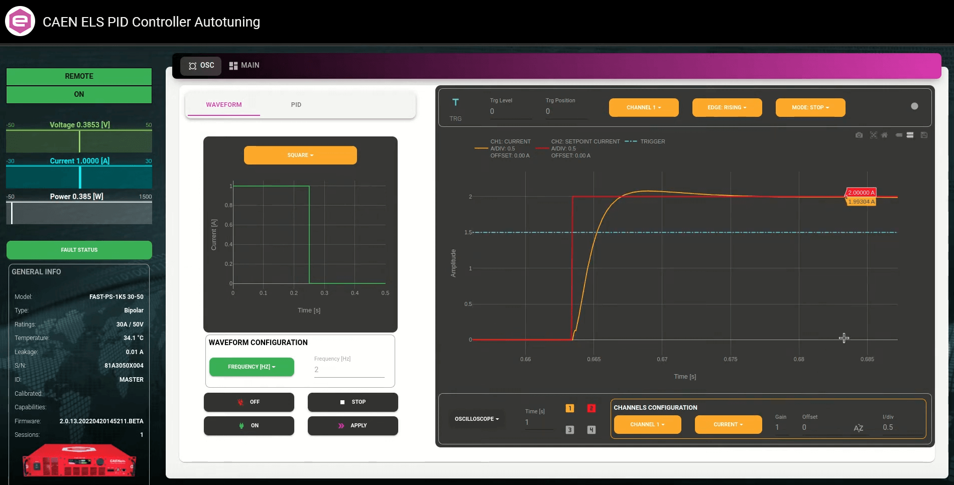 Auto-Tuning - Automatic Tuning of the Power Supply | CAEN ELS